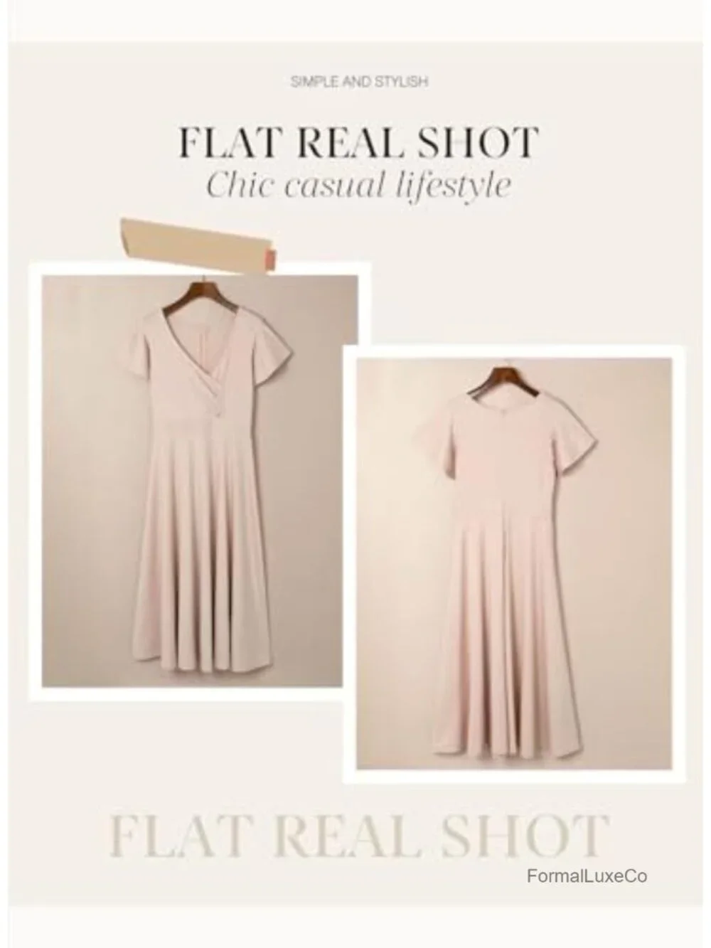 Womens V Neck Midi Skater Dress Short Sleeve A-Line Party Wedding Guest